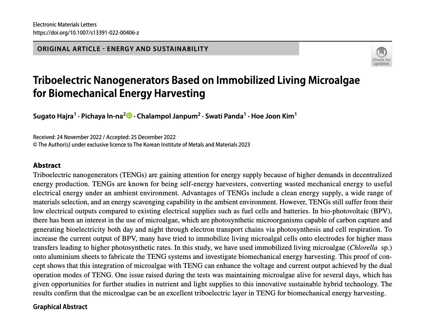 Can Microalgae Help to Increase Electrical Outputs in Nanogenerators?
